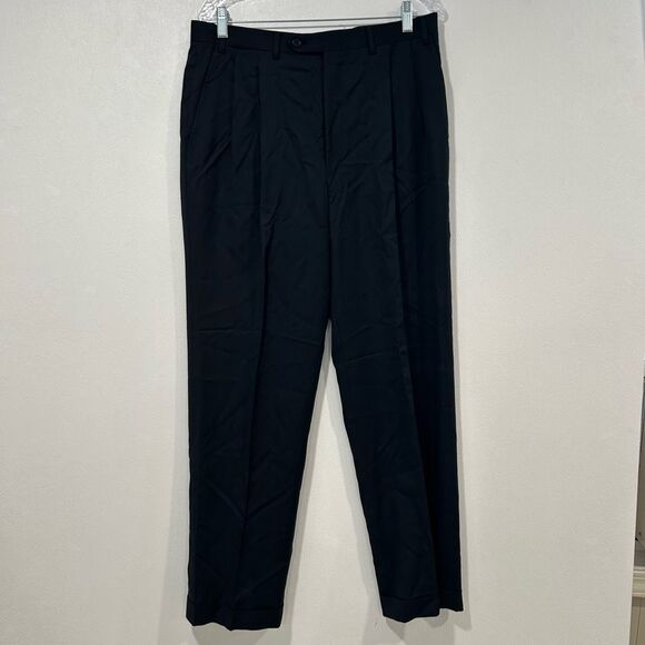 Canali Men’s Dress Pants – 100% Pure Wool, Made in Italy, Size 50R (US 34) – Bla - Picture 1 of 4